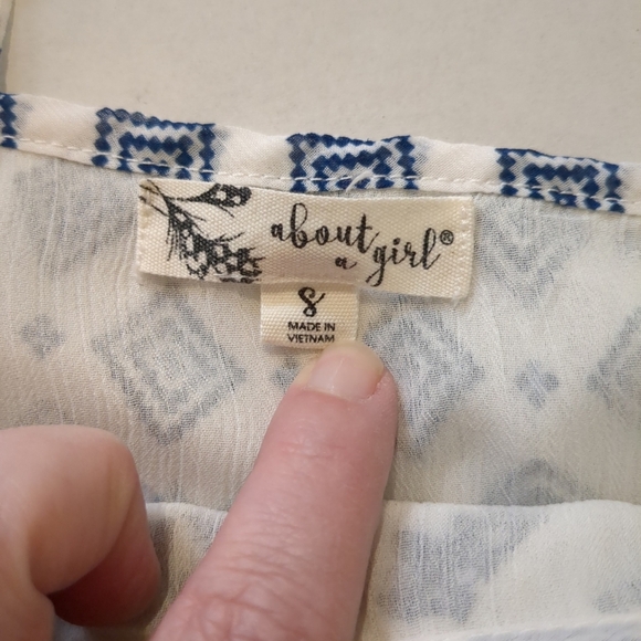 About Girl Blue and White Embroidered Tank Top , Size S - Picture 8 of 9